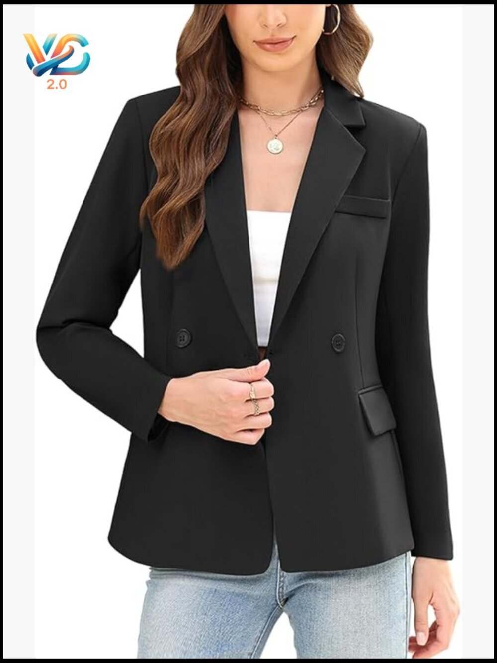 Oversized Blazer with Pockets, Long Sleeve, Polyester Spandex, Business Casual